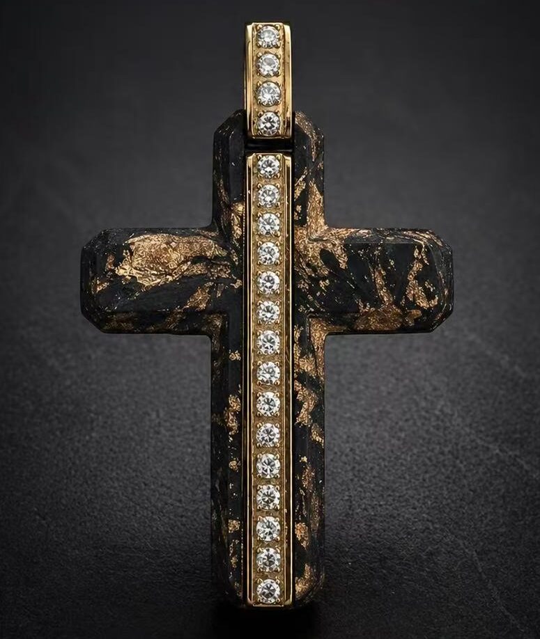 gold forged carbon fiber jewelry