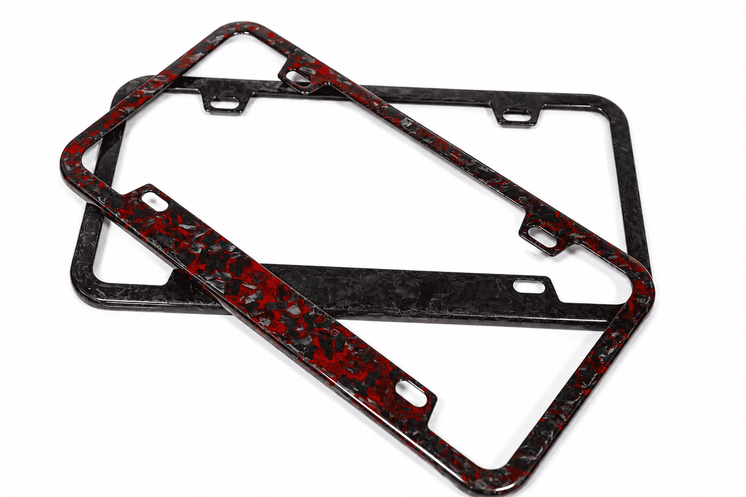 Colored forged carbon fiber automotive license plate frame application