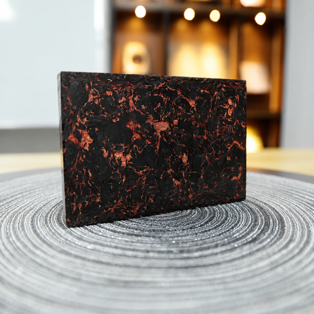 colorful forged carbon fiber sheet showing material structure and pattern