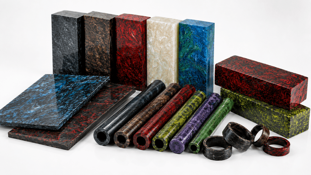 machinable colored forged carbon fiber sheets tubes blocks rods and bars for CNC projects